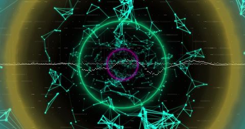 Futuristic Neon Circular Patterns with Digital Network Background - Download Free Stock Images Pikwizard.com