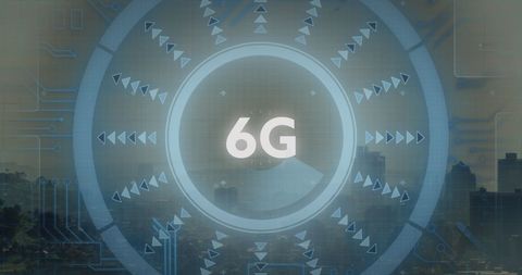 6G Technology Concept with Urban Cityscape Silhouette - Download Free Stock Images Pikwizard.com