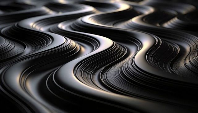 Glossy Metallic Waves and Layered Ridges Abstract Texture for Futuristic Luxury Design