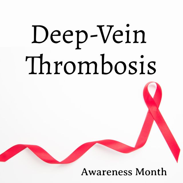 Red ribbon used to raise awareness for Deep-Vein Thrombosis highlights importance of solidarity in health campaigns. Effective for educational materials, social media posts, or promotional content during Awareness Month events and initiatives.