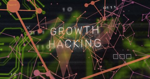 Growth hacking concept on digital interface with network graphics
