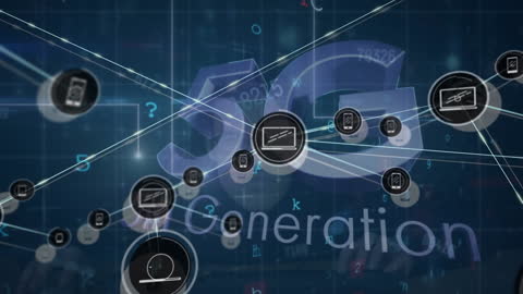Digital Network with 5G Text and Connectivity Icons