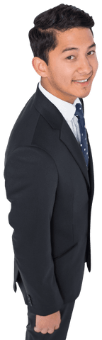Transparent Smiling Businessman in Suit on Isolated Background