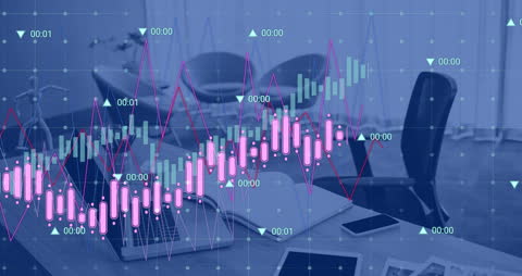 Financial Data Animation in Modern Office Setting