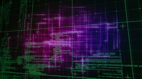 Futuristic Digital Interface with Glowing Purple Nodes