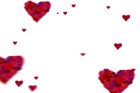 Floating red hearts on transparent background creating atmosphere of romance