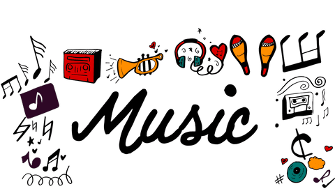 Colorful Music Symbols on Transparent Background Vector