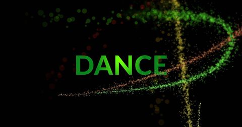 Dynamic dance text with vibrant light trails