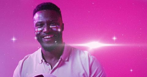 Enthusiastic English Soccer Fan Celebrating in Vibrant Style