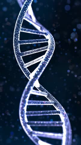 Rotating DNA Double Helix Vertical Video Pulsing Genetic Strand in Futuristic Blue Void
