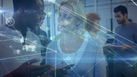 Creative Office Team Colleagues Using Augmented Reality Technology