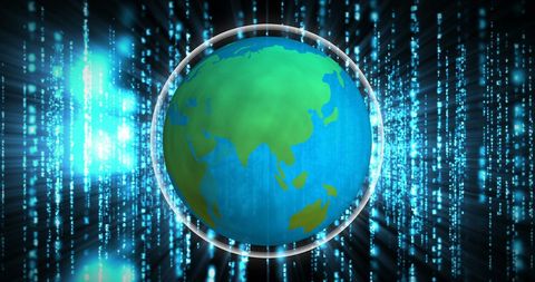 digitally enhanced globe with innovative binary background - Download Free Stock Images Pikwizard.com