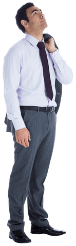 Biracial Businessman Contemplative Stance on Transparent Background