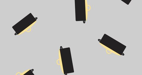 Abstract Illustration of Black Cooking Pots on Grey Background