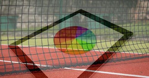 Digital spin over tennis court background