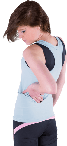 Transparent Fitness Woman Showing Back Pain Awareness