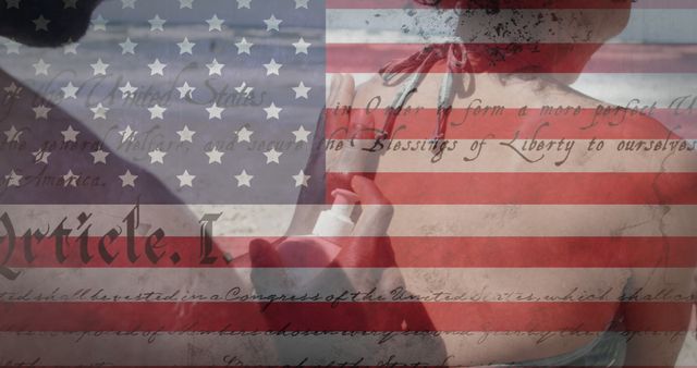 American Patriotism Represented Through Flag, Constitution, and Citizens - Download Free Stock Images Pikwizard.com