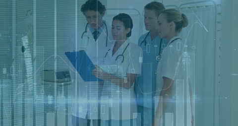 Team of Diverse Healthcare Professionals Analyzing Data