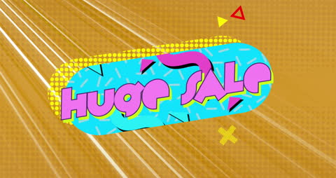 Retro Style Huge Sale Text with Dynamic Light Trails