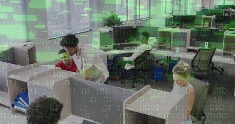 Digital team collaboration at modern office workspace