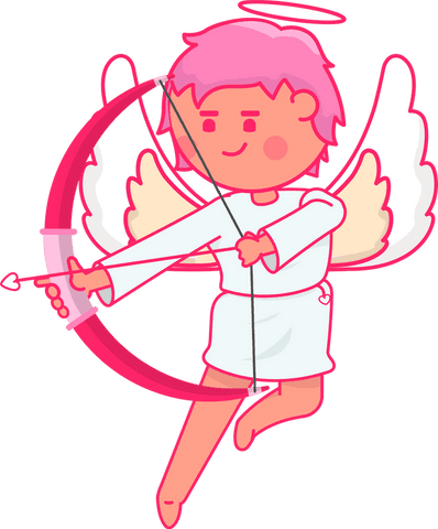 Cute angelic cherub aiming bow on transparent background