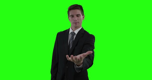 Businessman pointing on green screen background - Download Free Stock Images Pikwizard.com
