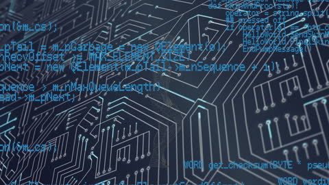 Digital Data Streams Flowing Over Circuit Board Illustration