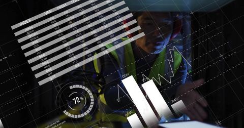 IT Engineer Monitoring Data with Digital Infographics - Download Free Stock Images Pikwizard.com