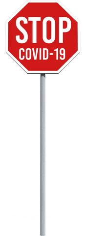 Stop covid-19 sign on transparent background