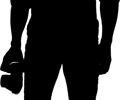 Silhouette of Man Carrying Camera on Transparent Background