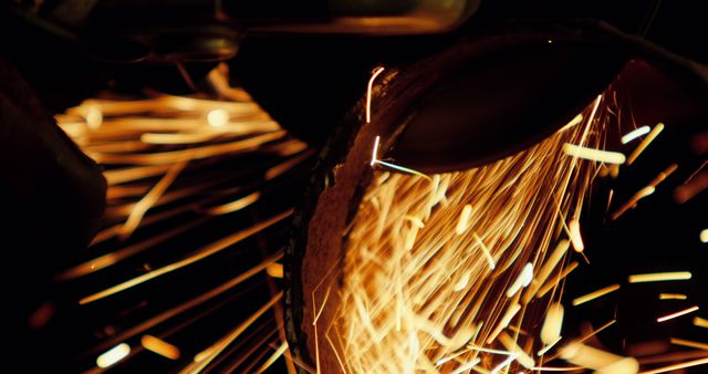 Close-up of industrial metal cutting with sparks flying - Download Free Stock Images Pikwizard.com