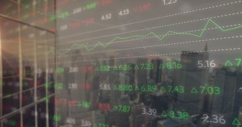 Financial Data Visualization Over Cityscape with Sunlight