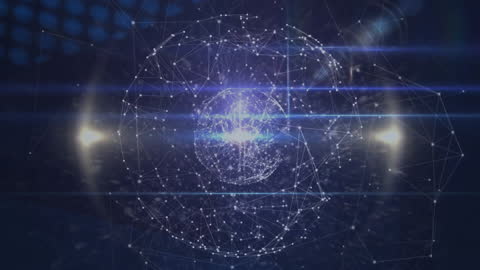 Digital Network Globe Animation with Light Beams