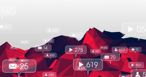Social Media Icons on Abstract Geometric Background