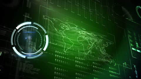 Futuristic Digital Map with Data Interface Overlay