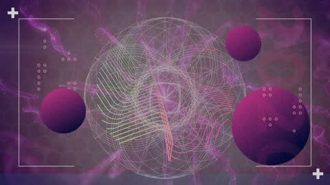 Complex Purple Geometry and Network Connections Abstract Art