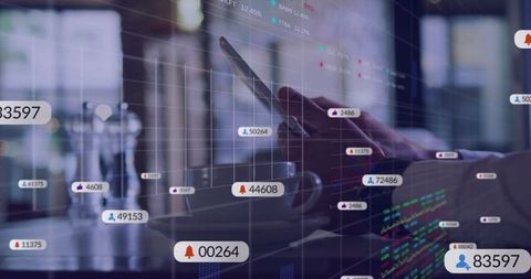 Business Professional Checking Digital Data Over Coffee