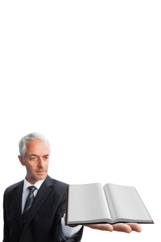 Businessman Presenting Knowledge with Open Book on Transparent Background - Download Free Stock Videos Pikwizard.com