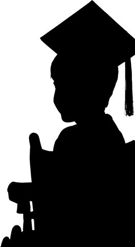 Silhouette transparent student with mortar board in wheelchair