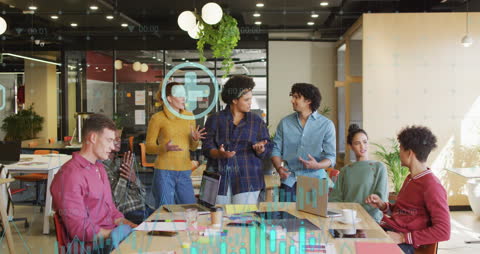 Diverse Team Analyzing Digital Finance Data in Modern Workspace