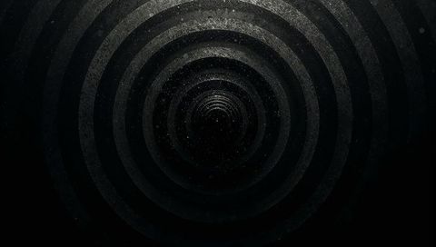 Spiraling Concentric Ring Tunnel Drawing Evoking Hypnotic Dark Vortex With Grainy Texture