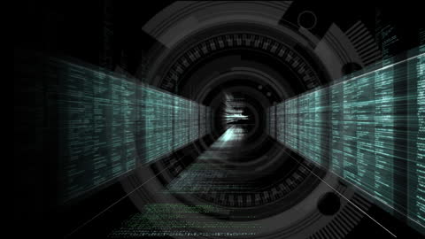 Futuristic Data Tunnel with Digital Interface
