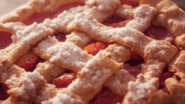 Rustic Lattice-topped Fruit Pie with Powdered Sugar Dusting