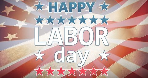 Labor Day Celebration with American Flag Background and Stars