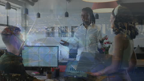 Business Team Collaborating with Modern Tech Influences