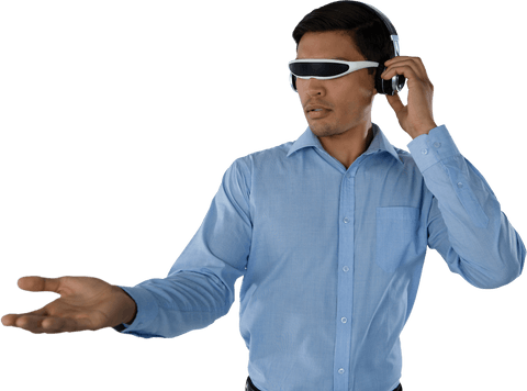Young Businessman Wearing Smart Glasses in a Futuristic Environment Transparent - Download Free Stock Videos Pikwizard.com