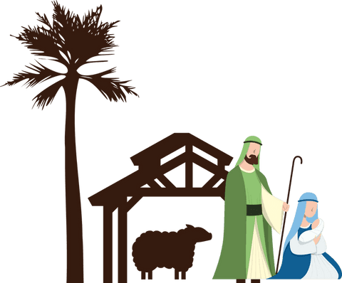Traditional nativity scene with transparent background for religious design