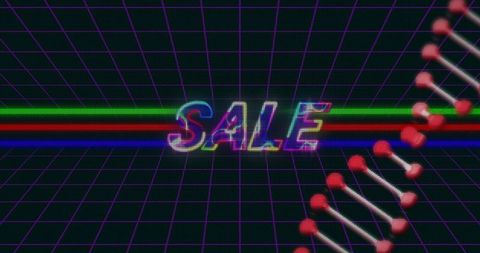 Retro Glitch Sale Text in Digital Cyberspace