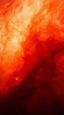 Looping Abstract Red Plume with Sparks and Glowing Filaments for Vertical Motion