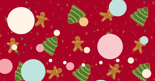 Festive Holiday Pattern with Gingerbread Men and Christmas Trees - Download Free Stock Images Pikwizard.com